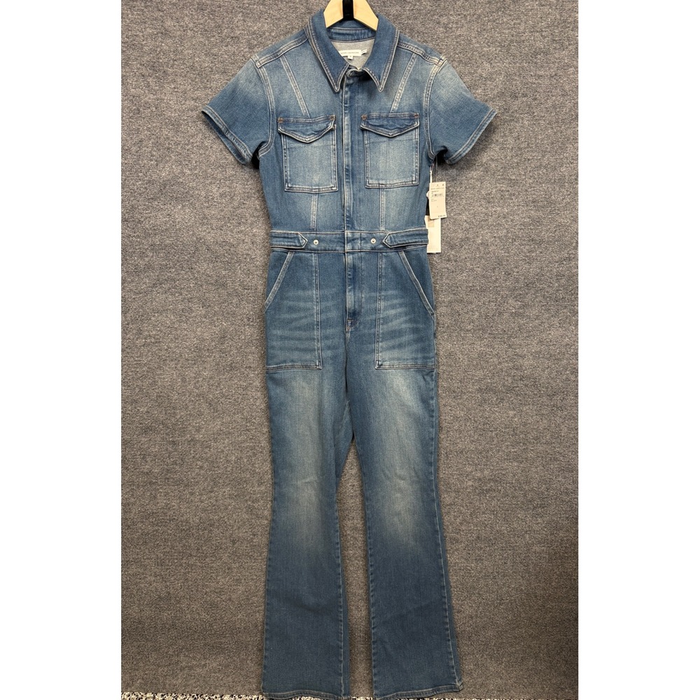 Good American Fit For Success Denim Jumpsuit Blue Size 3 Large Grunge Utility